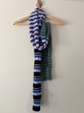 Marni X Uniqlo Cashmere Y2K Striped Knit Scarf - Pink, Blue, Black, Teal